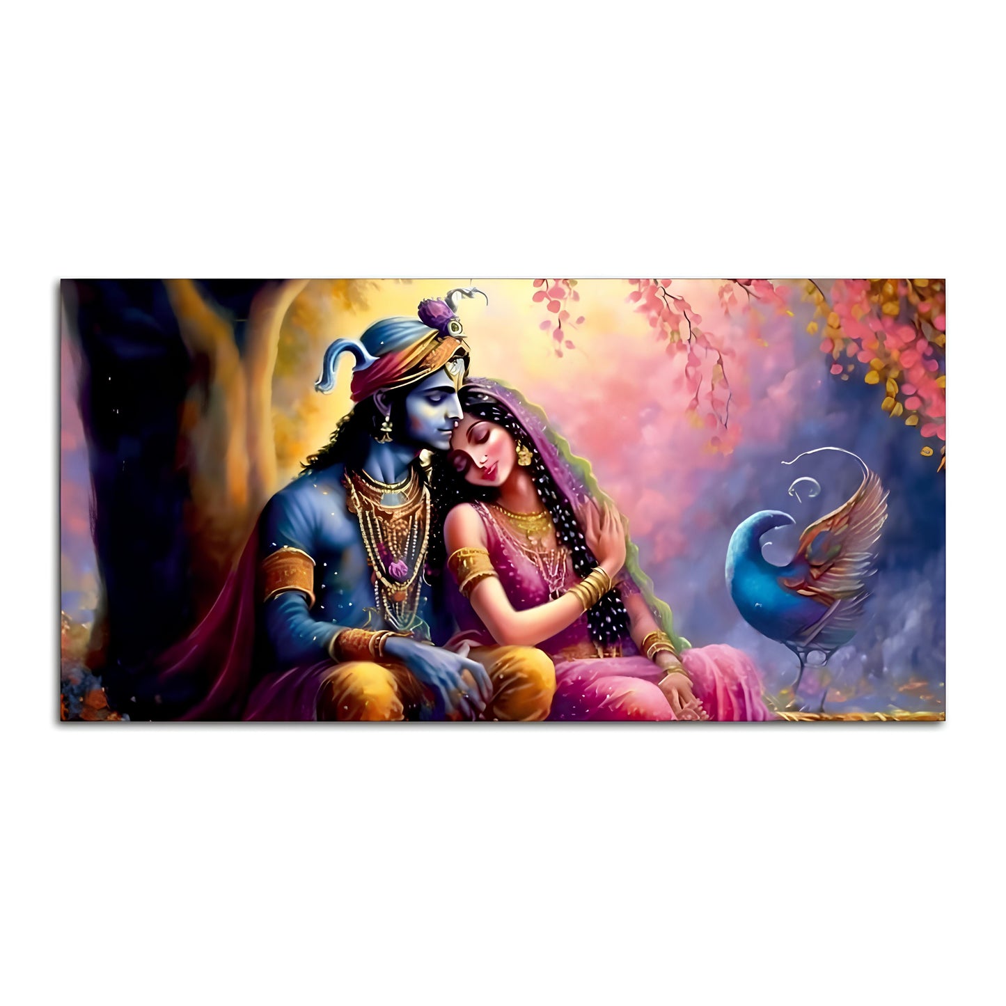 Divine Radha with Krishna Beautiful Canvas Wall Painting