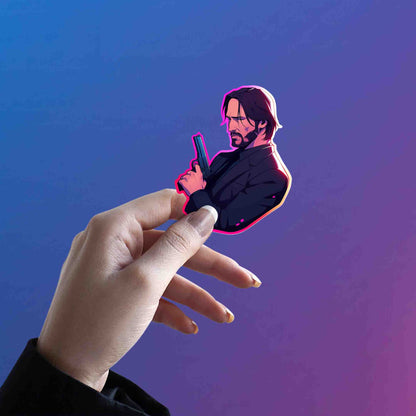 JOHN WICK WITH GUN COLORFUL STROKE STICKER