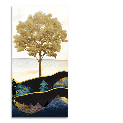 Abstract Golden Tree Premium Canvas Wall Painting