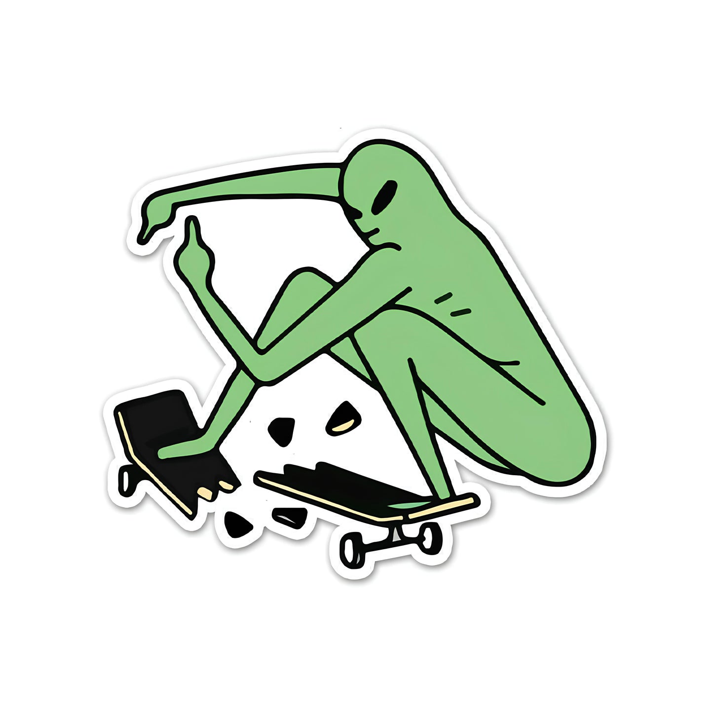 Alien on skateboard sticker