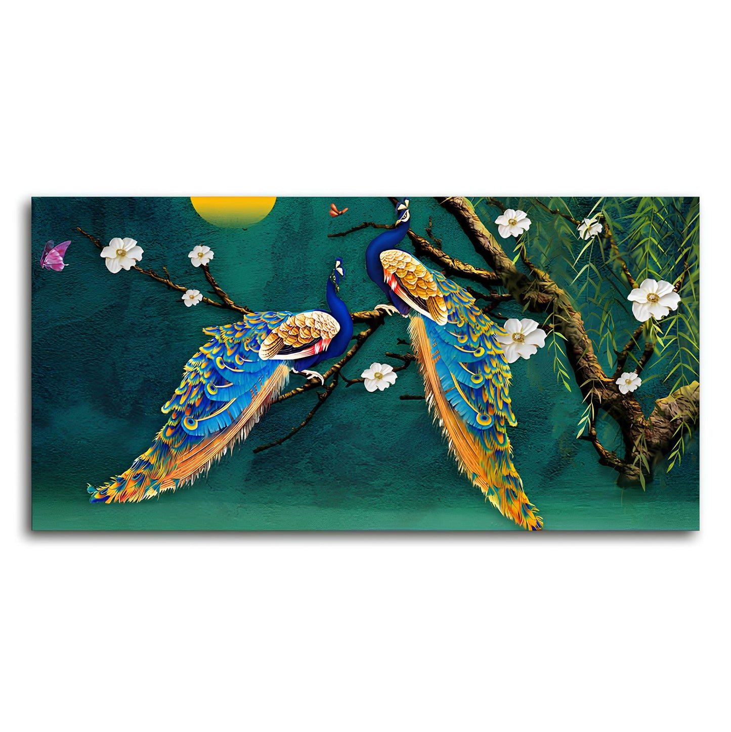 Beautiful Pair of Peacock Canvas Wall Painting