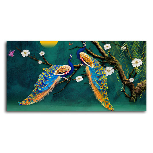 Beautiful Pair of Peacock Canvas Wall Painting