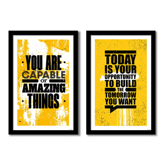 Big Size Motivational Quote Wall Framed Painting Set of 2 For Office