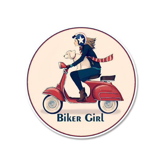 Biker girl sticker