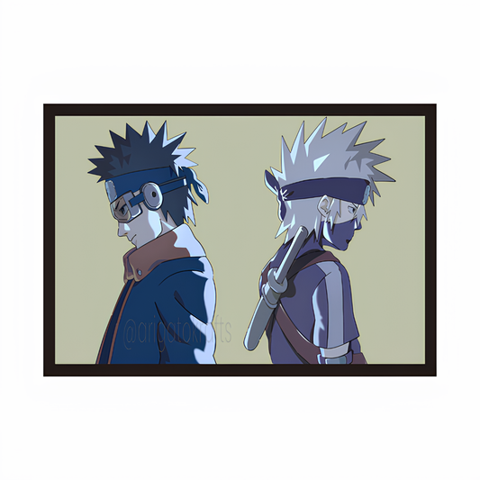 Childhood Obito vs Kakashi Framed Poster