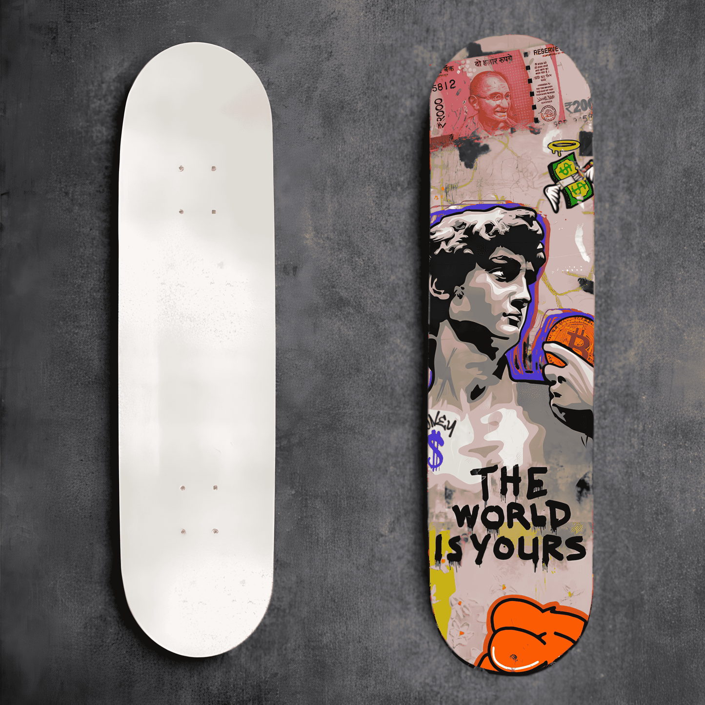 David of Michelangelo- The World Is Yours Skateboard Deck