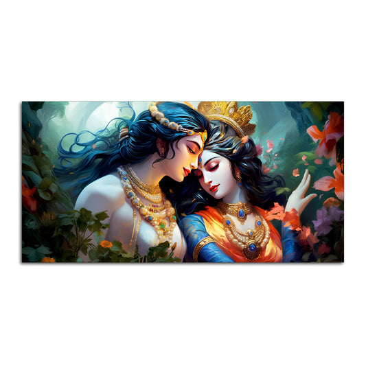 Divine Luster Painting of Radha Krishna Canvas Wall Painting