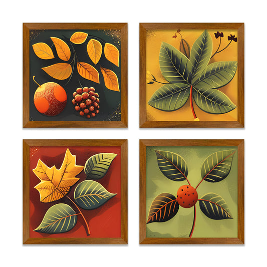 Fruits & Leaves Wall Frame Set of Four