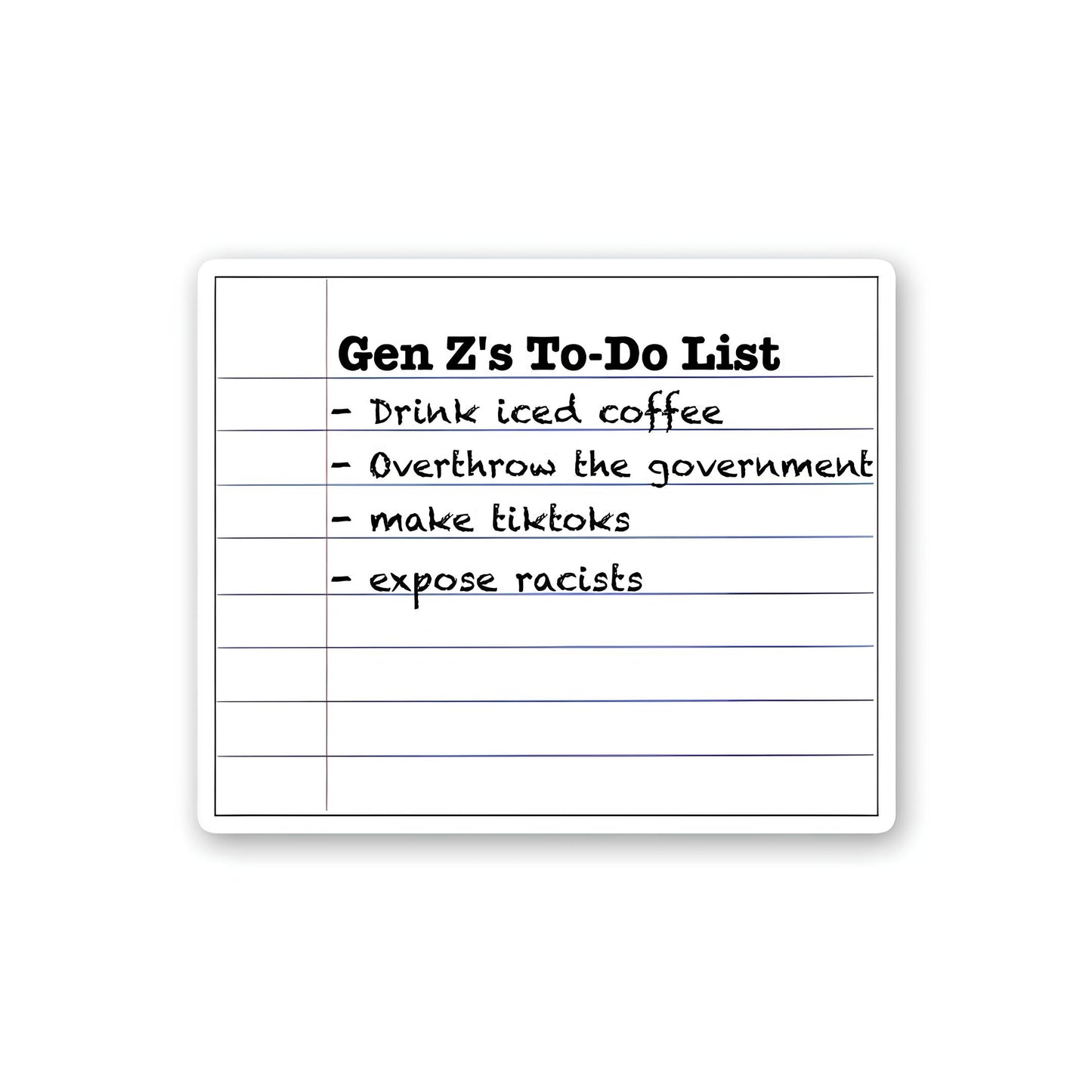 Genzs to do list sticker