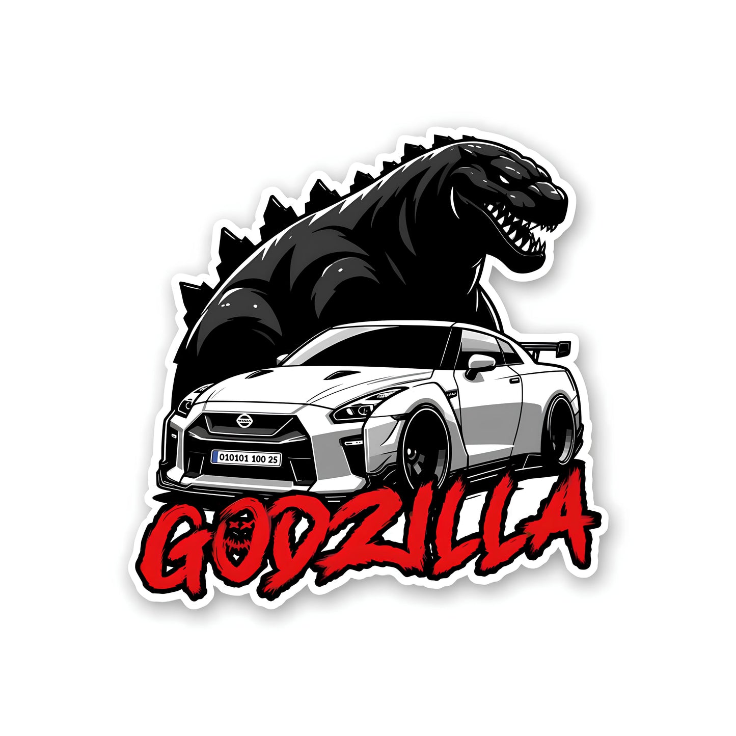 Godzilla car sticker