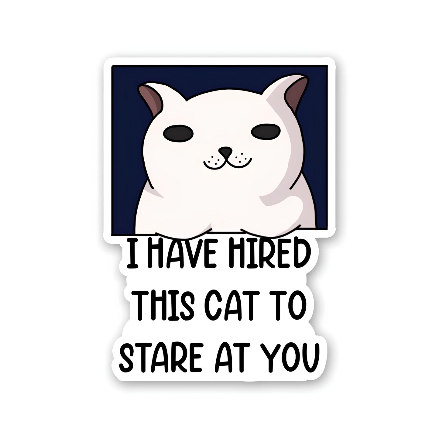 I have hired this cat to stare at you sticker