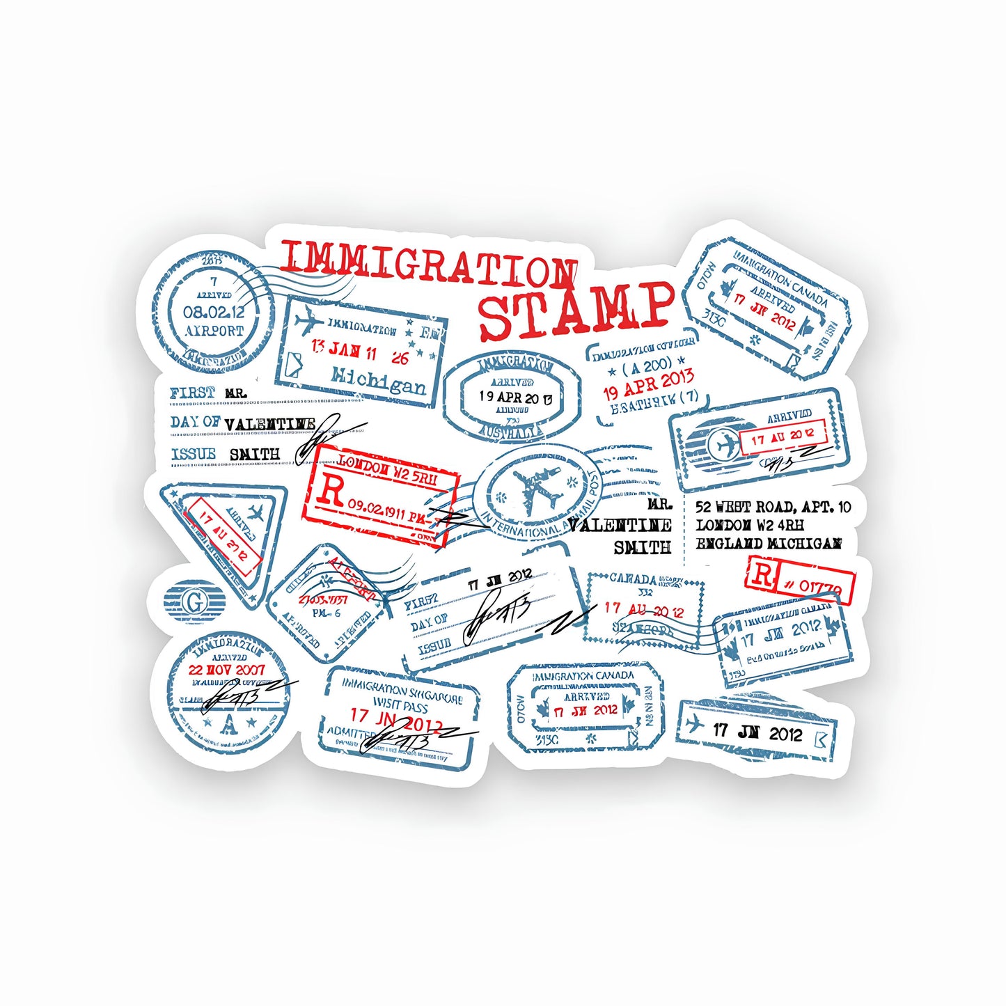 Immigration stamp sticker