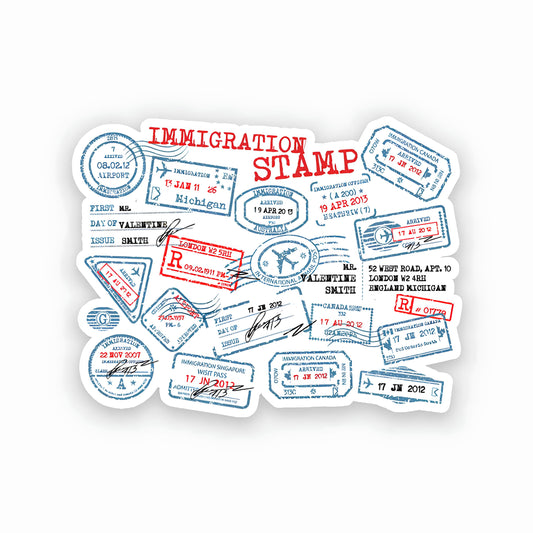 Immigration stamp sticker