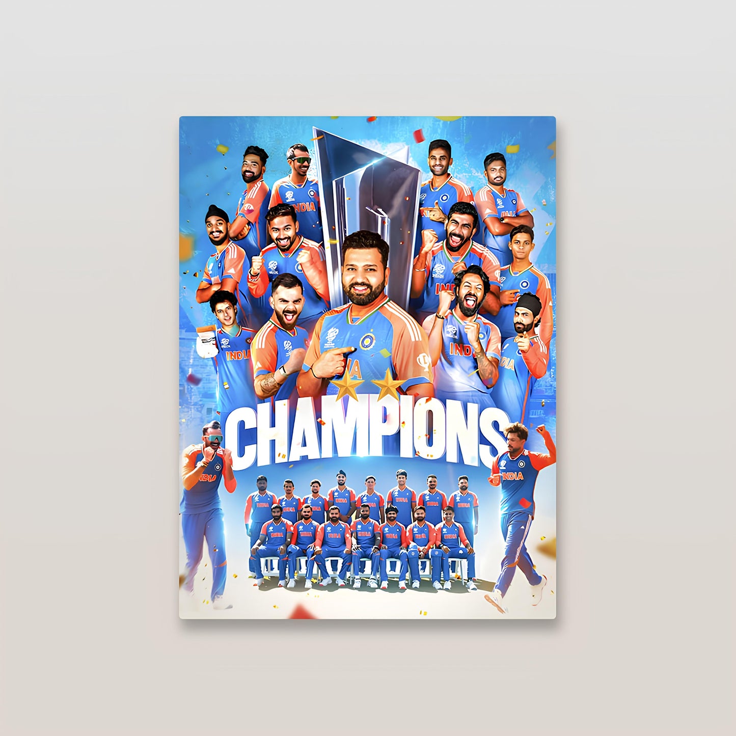 India - World Cup Champions Cricket Metal Poster