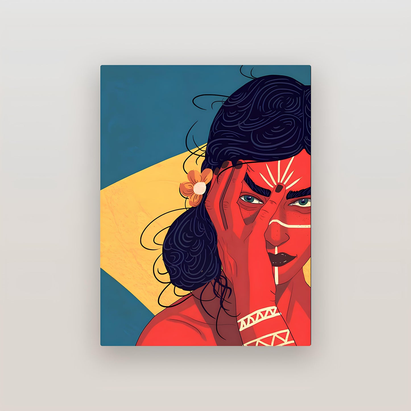 Indian Woman Illustation Metal Poster