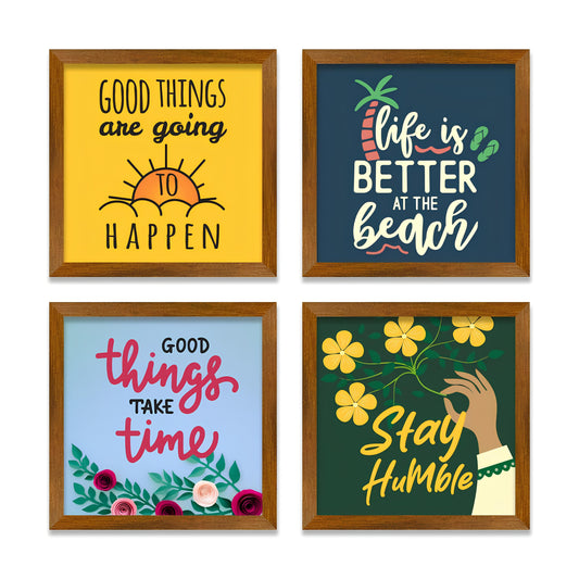 Inspirational Quotes Premium Wooden Wall Frame Set of Four