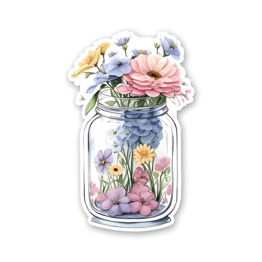 Jar filled with flowers sticker