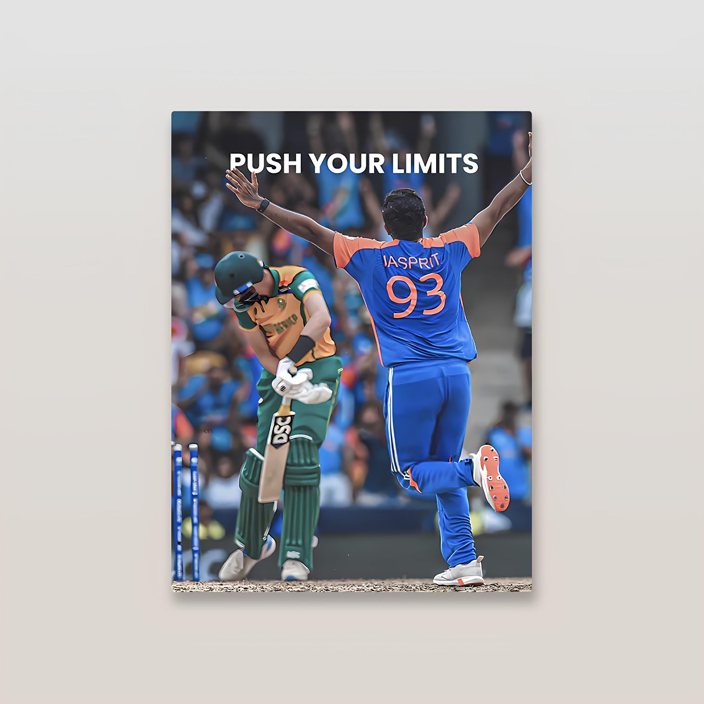 Jasprit Bumrah Motivational Cricket Metal Poster