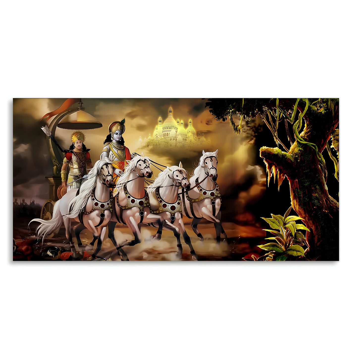 Mahabharat Shri Krishna and Arjun Premium Canvas and Wall Painting