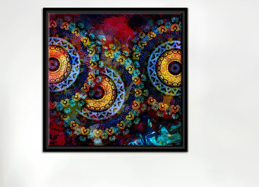 Mandala Art Dark Eyes Floating Canvas Wall Painting Frame