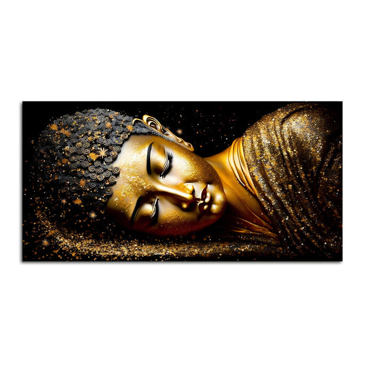 Modern Golden Buddha Statue Premium Canvas Wall Painting