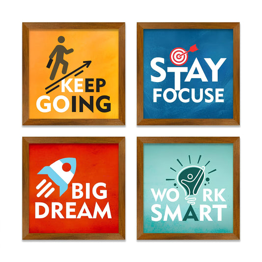 Modern Motivational Quotes Art Premium Art Wall Frame Set of Four