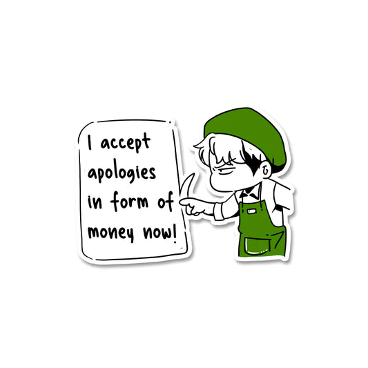 Money apology sticker