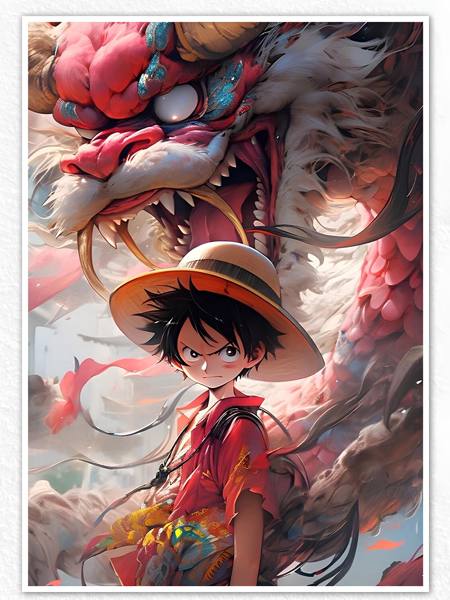 Monkey D Luffy Pink Dragon Poster