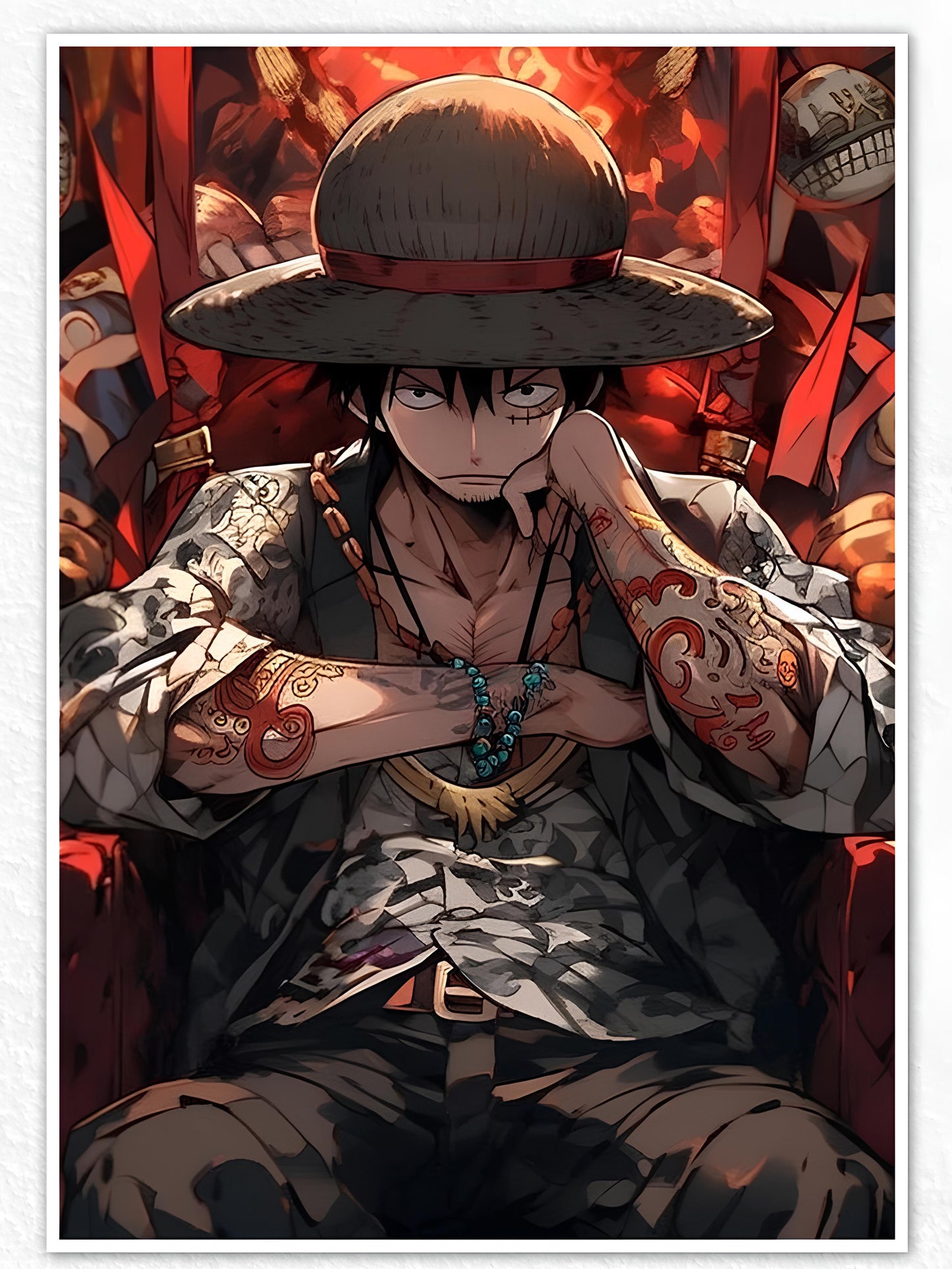 Monkey D Luffy Tattoo Sad Face Poster