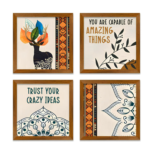 Motivational Quote Wall Frame Set of Four