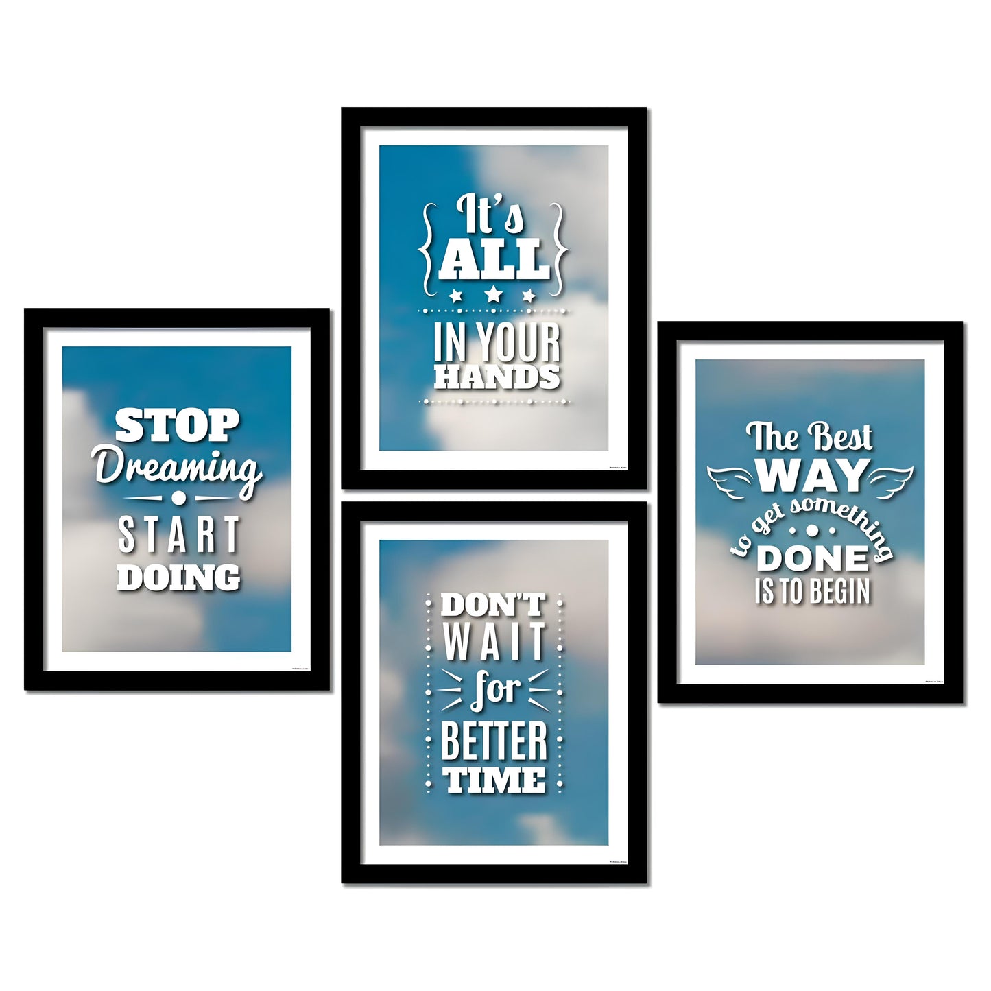 Motivational Quotes Frame Wall Hanging Set of 4