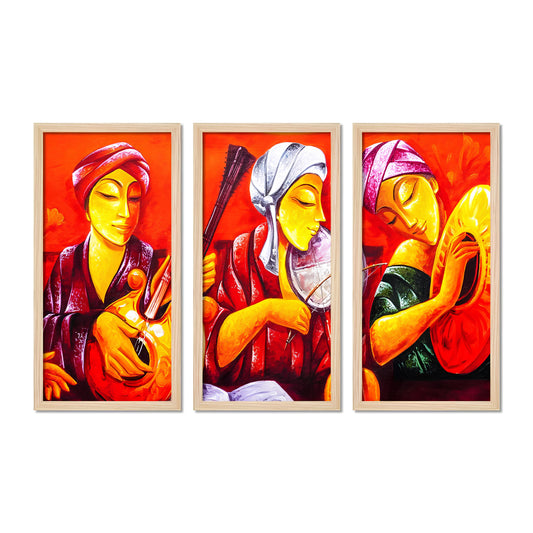 Musicians Playing Instruments Wall Frame Set of Three