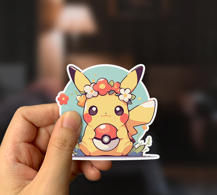 Pikachu Holding a PokeBall Sticker