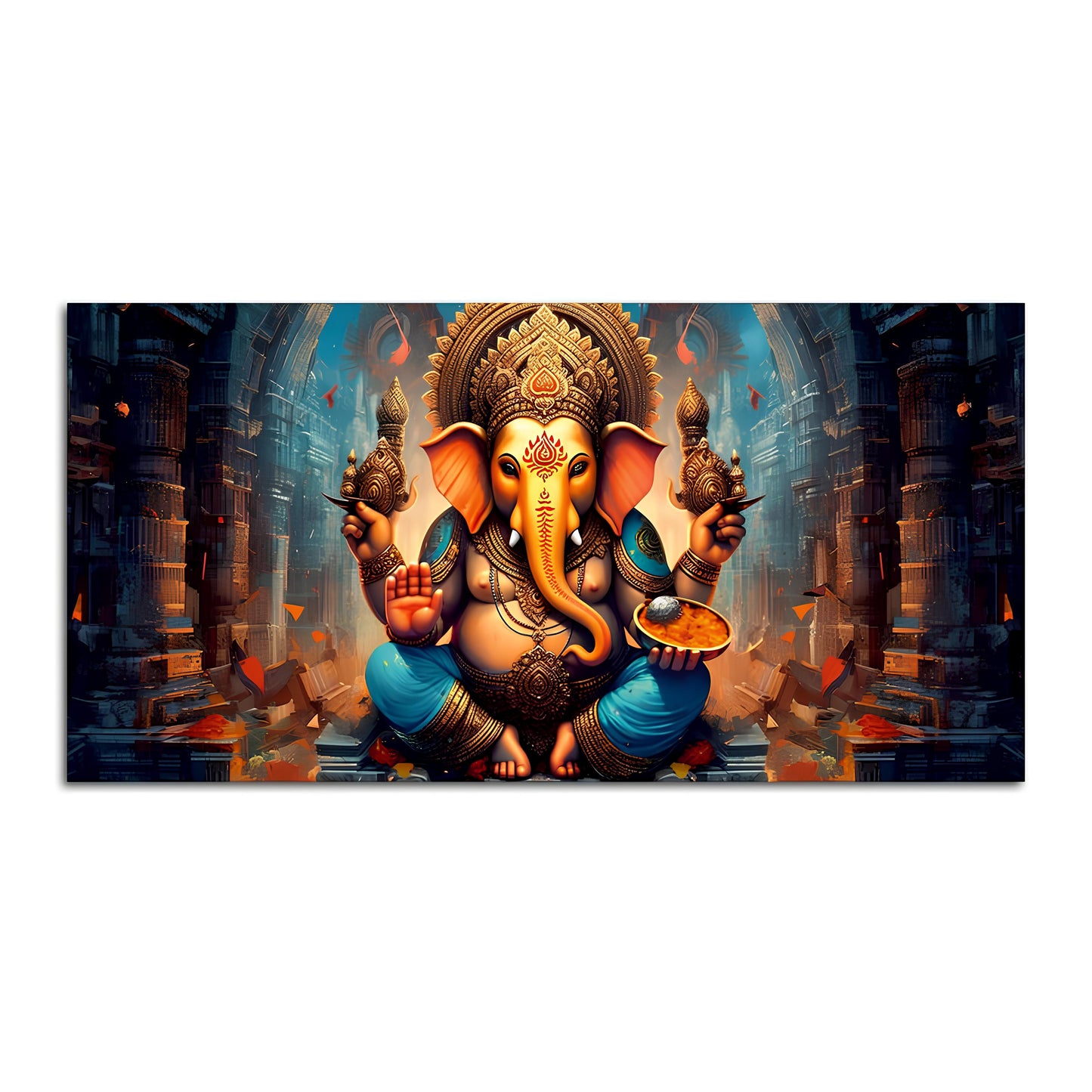 Premium Lord Ganesha Statue Canvas Wall Painting