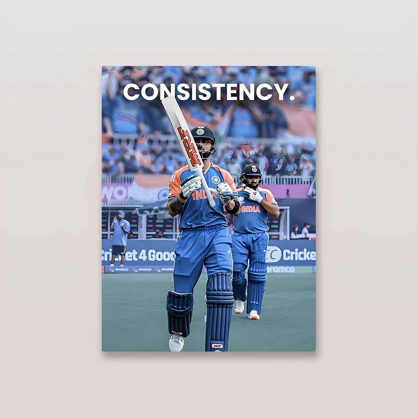 Rohit & Virat Kohli Motivational Cricket Metal Poster