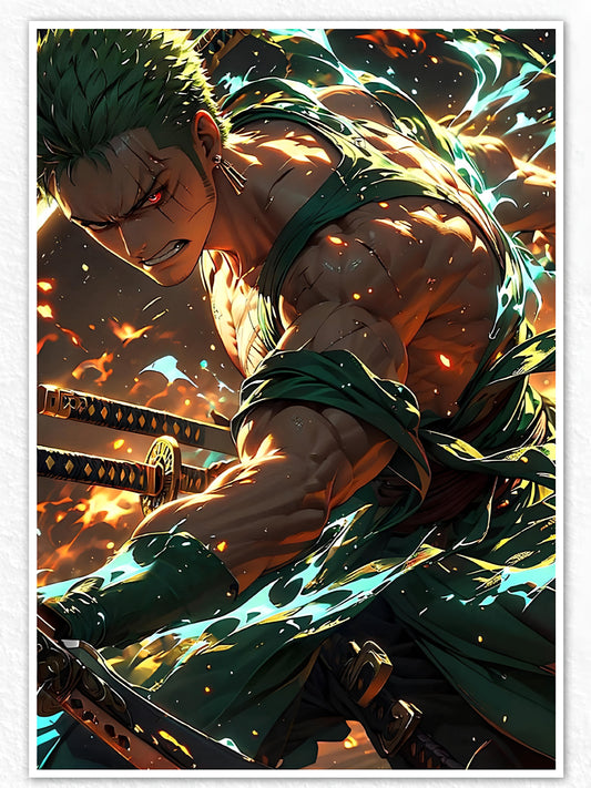 Roronoa Zoro Rage Attack Poster