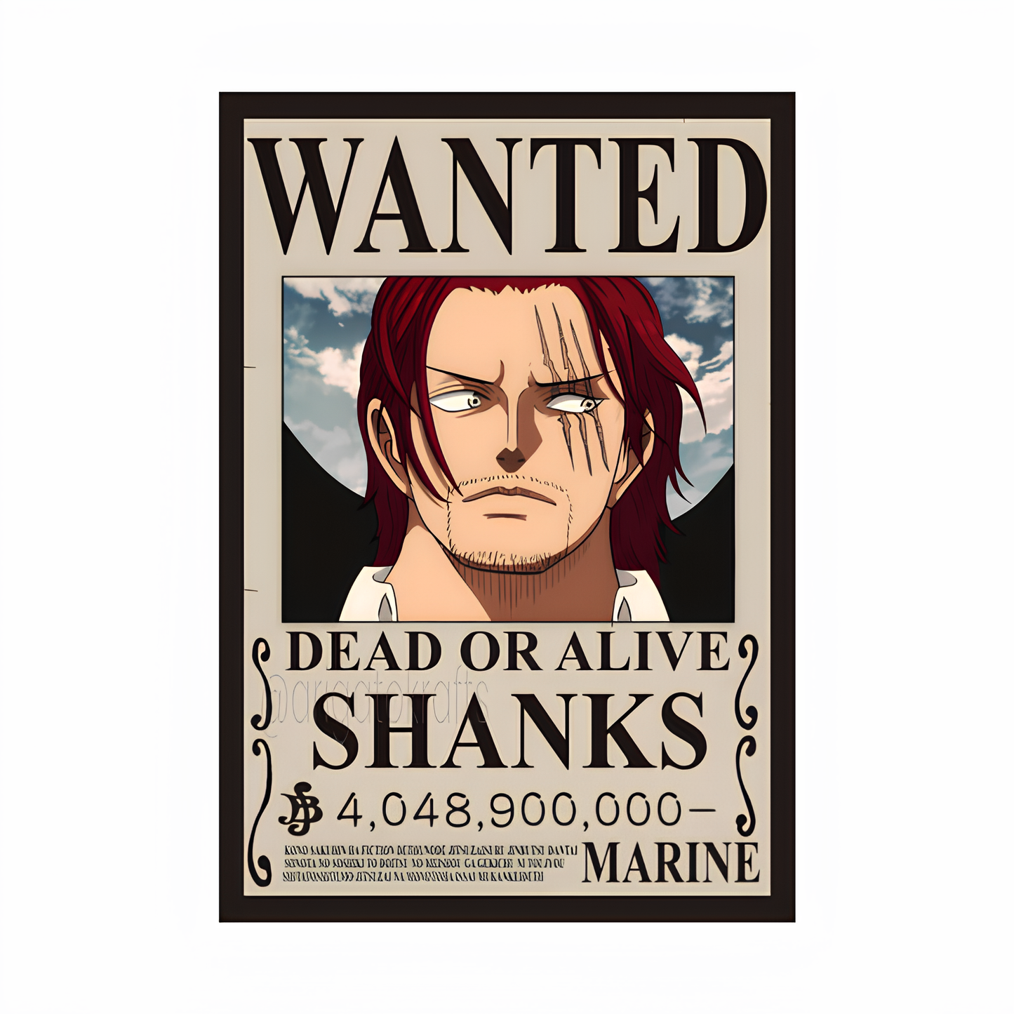 Shanks Wanted Poster Framed