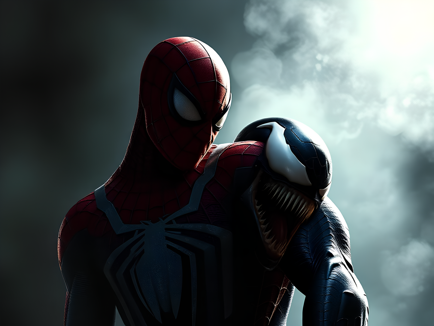 Spiderman and Venom mixing Poster