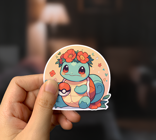 Squirtle Holding a PokeBall Sticker