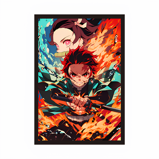 Tanjiro and Nezuko Potrait Framed