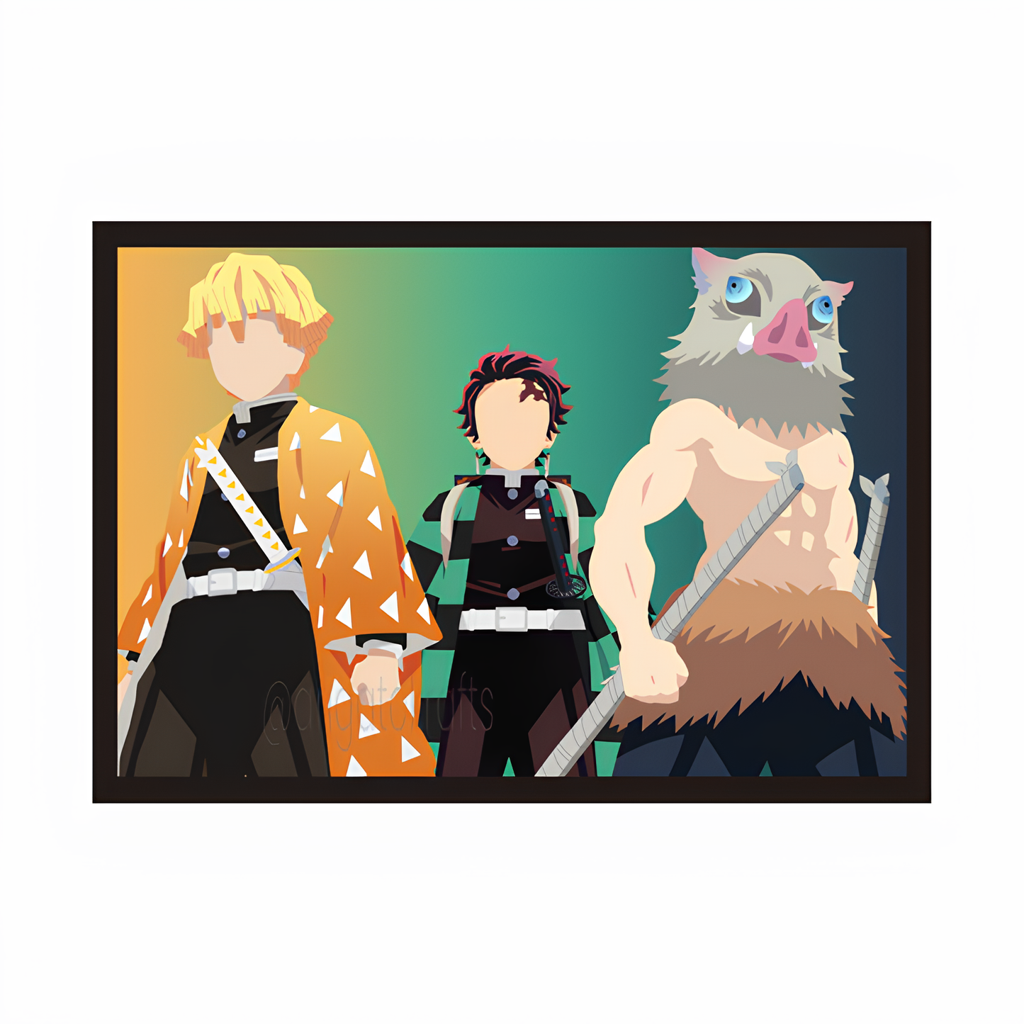 The Demon Slayer Trio Animated Framed