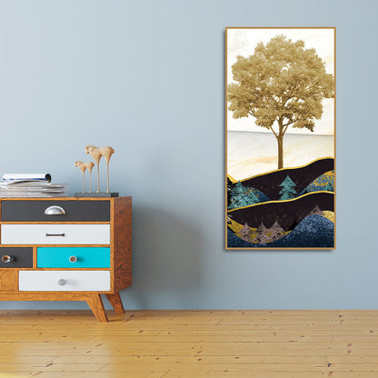 Abstract Golden Tree Premium Canvas Wall Painting