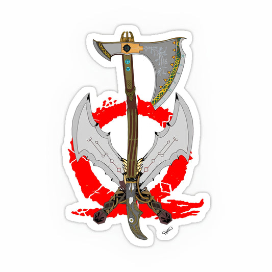 Blades of Chaos and Leviathan Axe GOW sticker